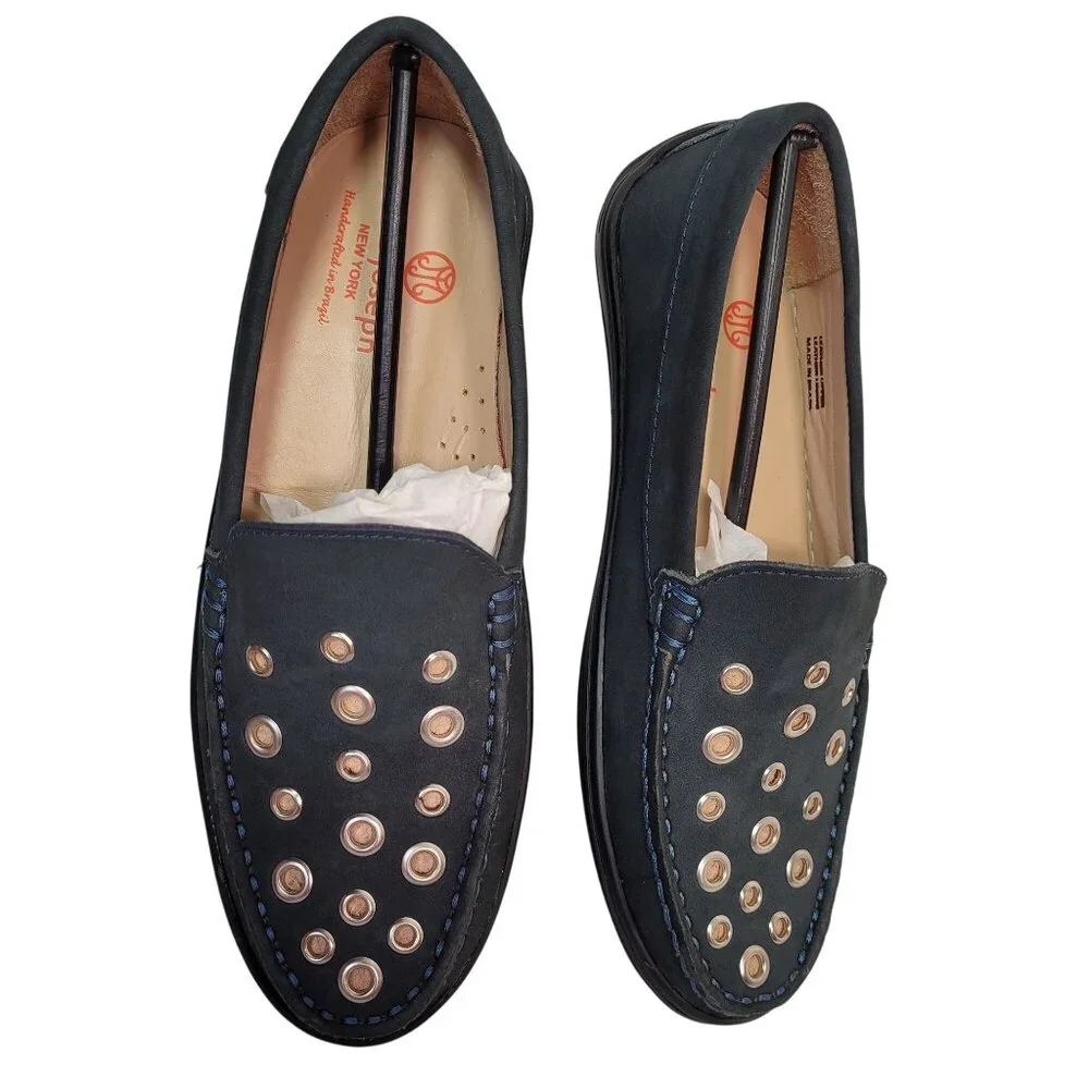 Marc Joseph NY Unisex-Child Navy Nobuck Mott St Grommet Detail Loafer Size 3
